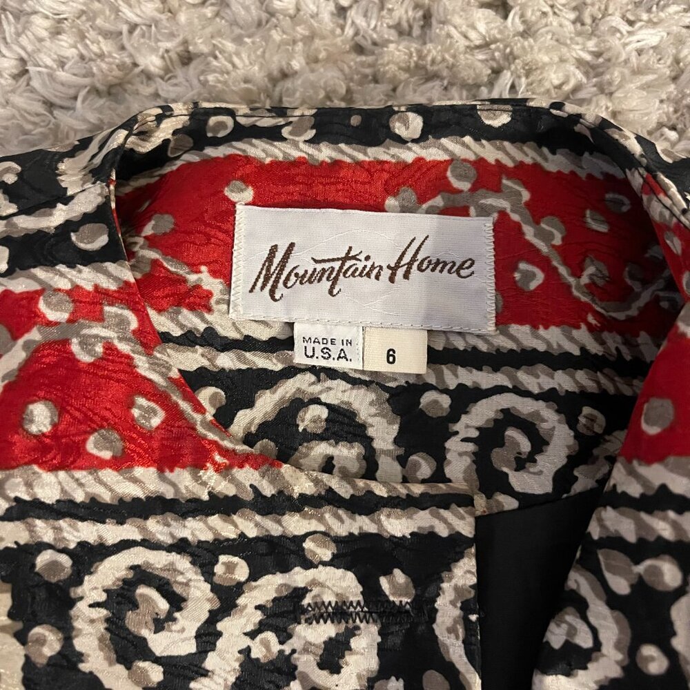 Vintage Made in USA Statement Jacket | Red Black Gold Geometric - Picture 5 of 9